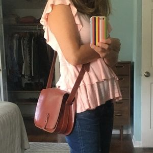 Lucky Brand saddle brown leather crossbody bag